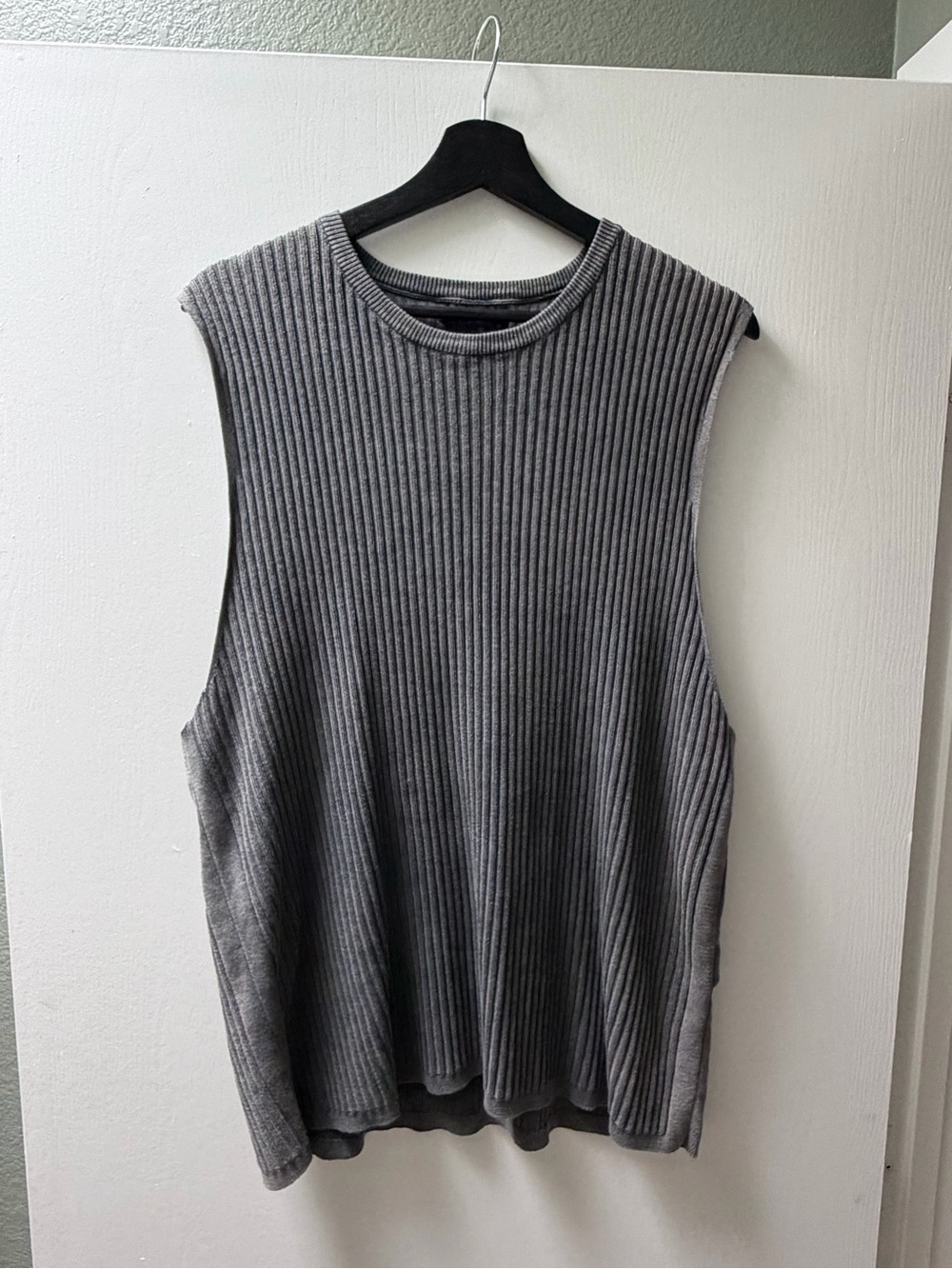 Zara Men's Ribbed Sleeveless Tank - Gray